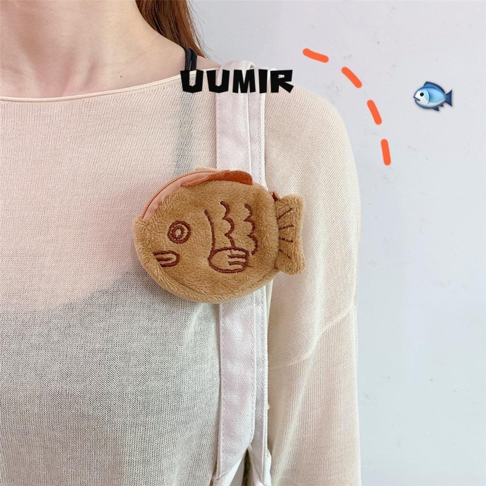 UUMIR Ví Đựng Tai Nghe / Dây Cáp Hình Cá Nhồi Bông Có Khóa Kéo Cho Nữ