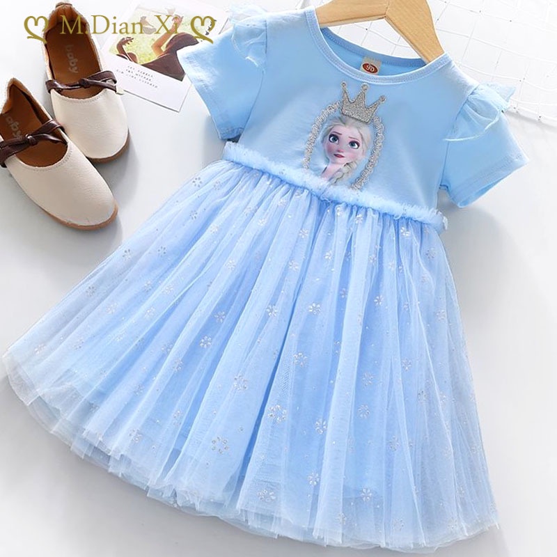 Đầm Công Chúa Elsa Đính Kim Sa Lấp Lánh