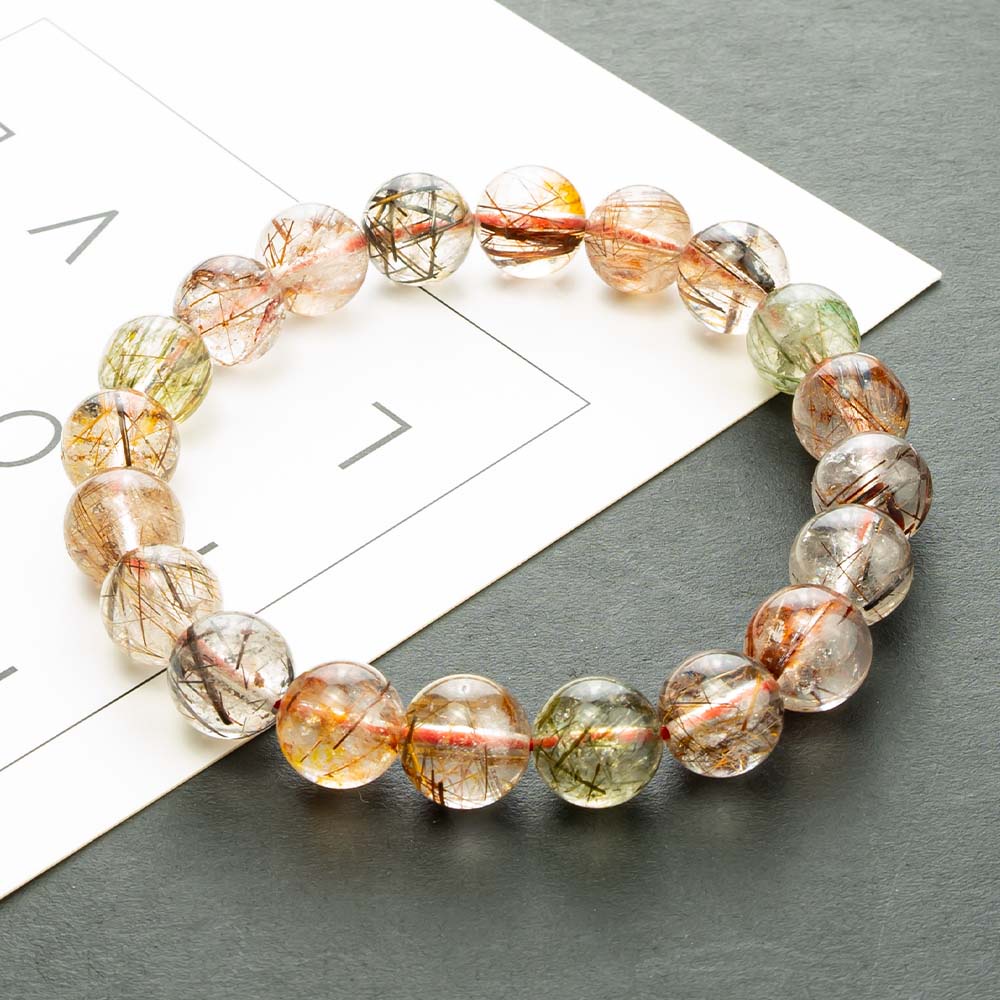 Vòng Tay Chuỗi Hạt Đá Pha Lê Tự Nhiên Nhiều Màu Thời Trang Cho Cặp Đôi