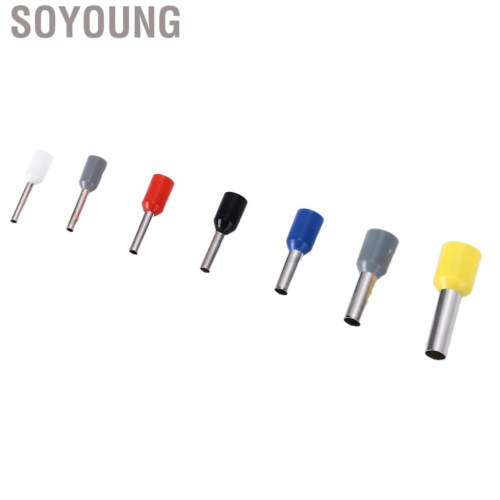 Soyoung 1900pcs Wire Ferrule Terminals Pin Type Copper Tin Plated 7 Sizes Insulated Cord Connectors Universal for Cars