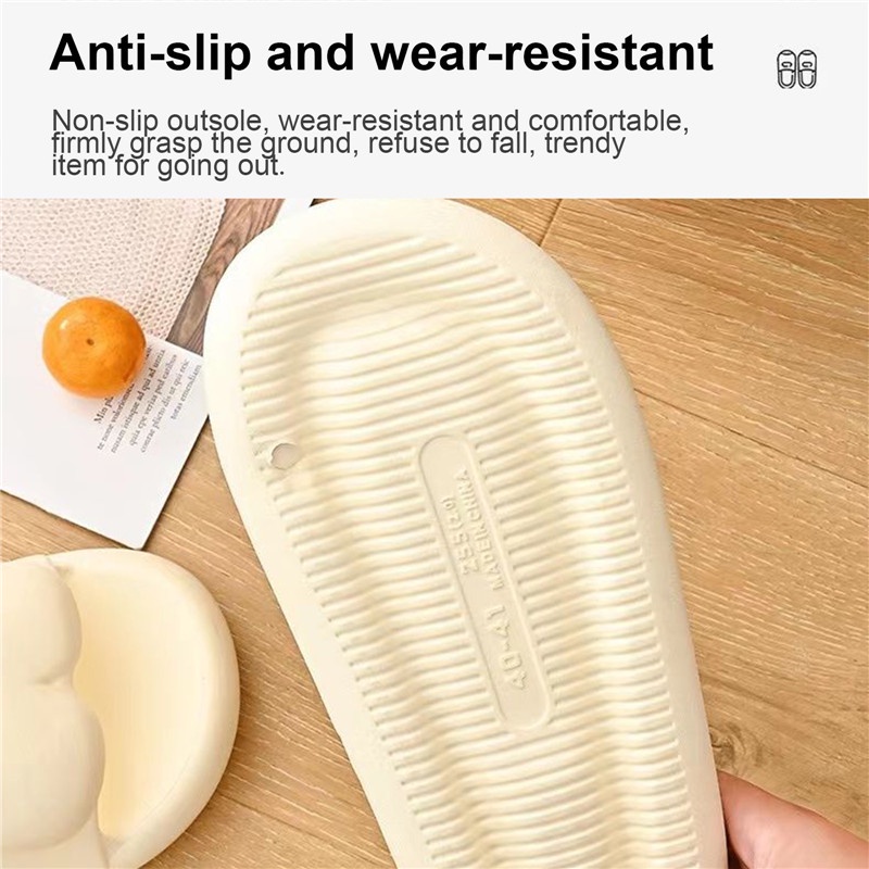 Dép Đi Trong Nhà Đế Dày Chống Trượt Màu Trơn Thời Trang Cho Nữ
