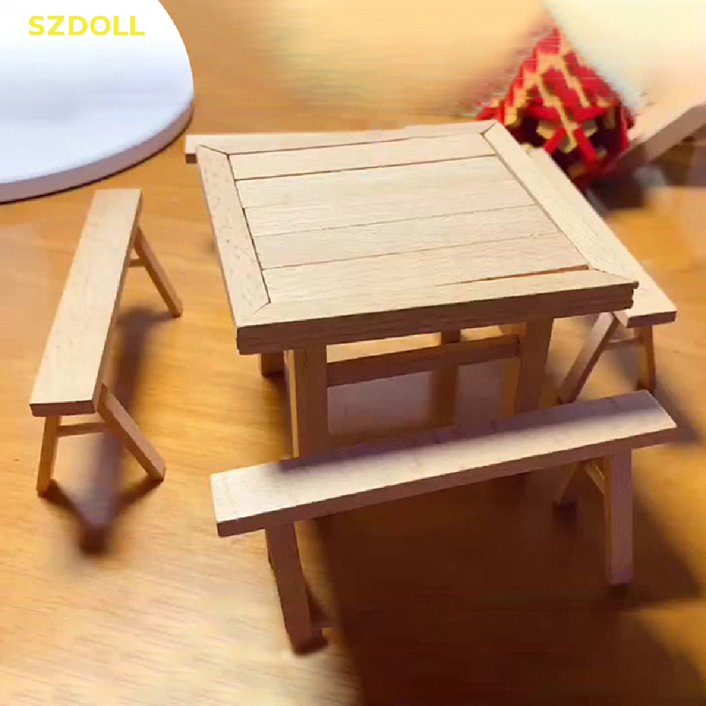 1 Bộ Bàn Ghế Nội Thất Mini Tỉ Lệ 1 / 12 Trang Trí Nhà Búp Bê