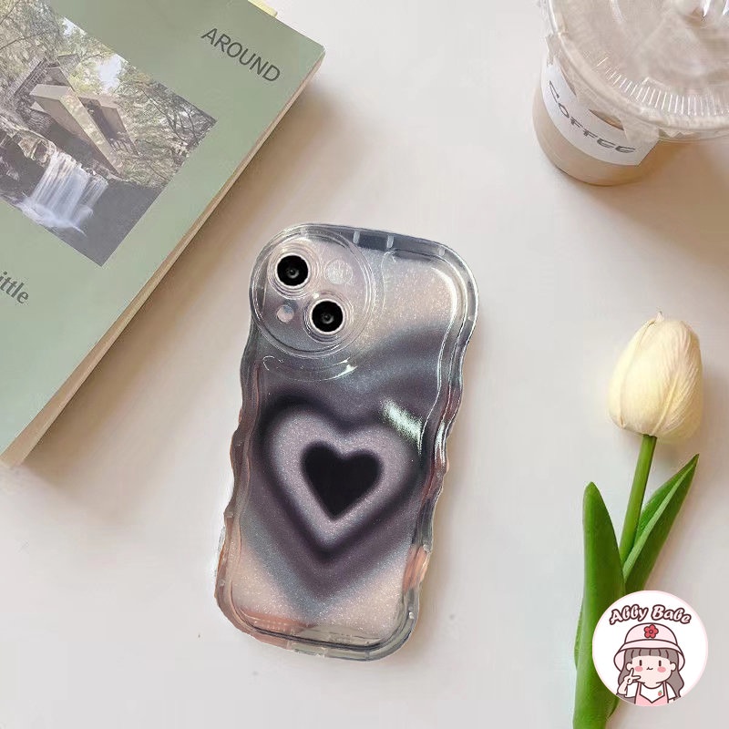 Ốp Điện Thoại TPU Mềm Trong Suốt Chống Sốc Chống Bụi Họa Tiết Trái Tim Màu Gradient Sang Trọng Cho IPhone 14 Pro Max 13 12 11 Pro Max