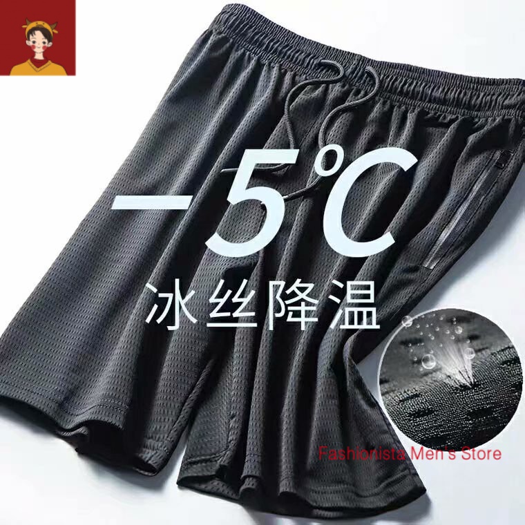Quần Short Thể Thao Dáng Rộng Vải Lụa Mát Mỏng Phối Lưới Nhanh Khô Size M-8XL Thời Trang Mùa Hè Cho Nam