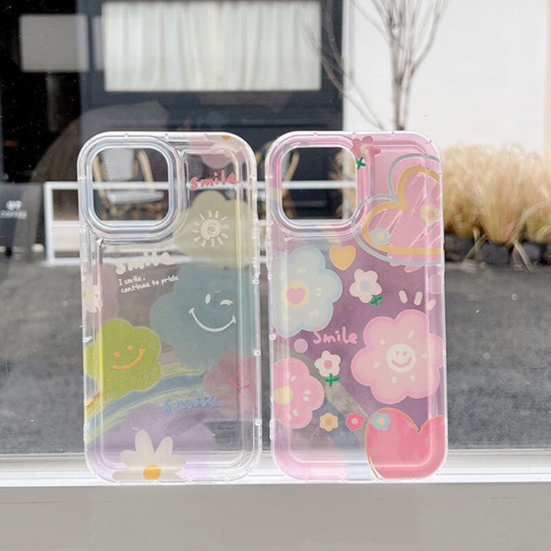 Ốp Điện Thoại TPU Mềm Trong Suốt Hình Mặt Cười Cầu Vồng Cho IPhone 14 Pro Max 13 12 11 Pro XS Max X XR 7 8 6 6S Plus