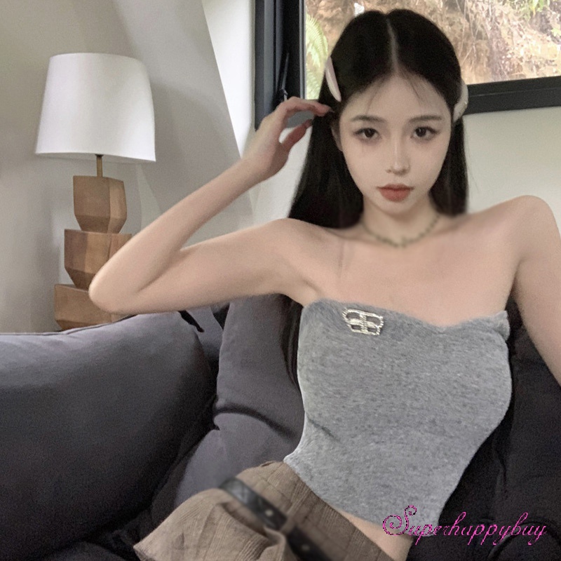 Áo Dệt Kim Không Dây Dáng Ôm Thời Trang Cho Nữ