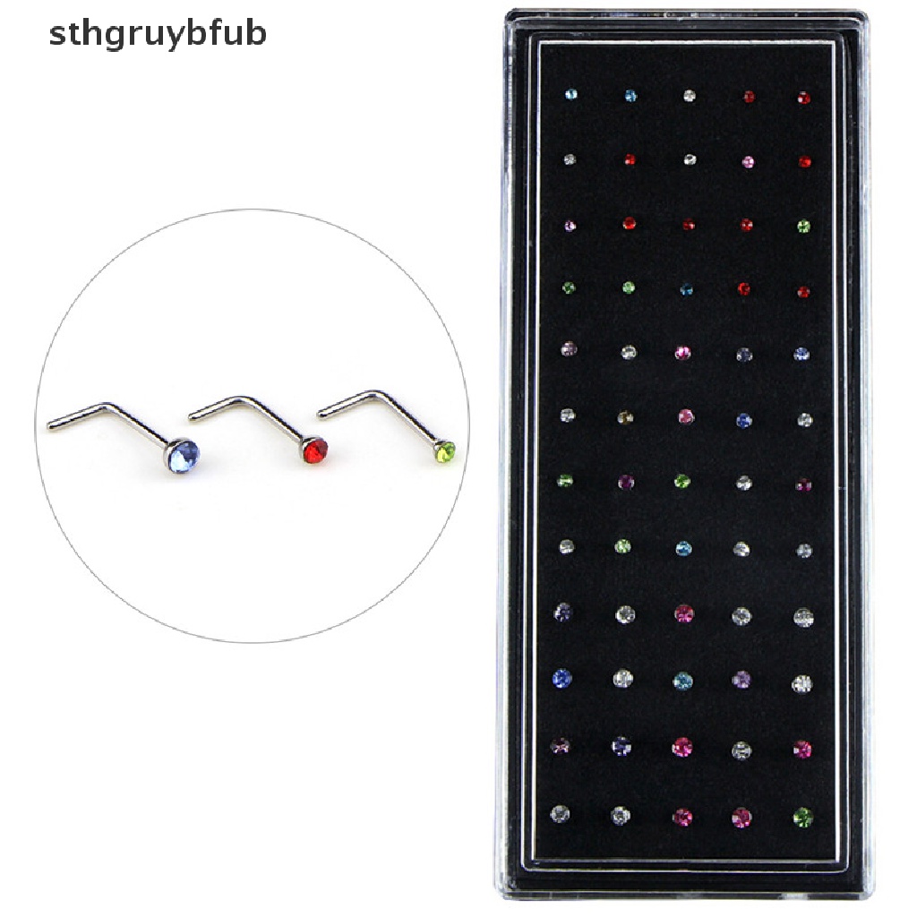 Set 60 Khuyên Mũi Thép Không Gỉ Đính Đá Cá Tính