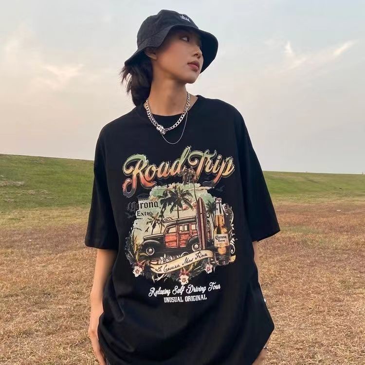 Áo in hình dáng rộng áo thun unisex áo vintage áo y2k cá tính