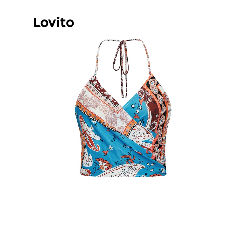 Áo ba lỗ Lovito Boho Họa Tiết Paisley Thắt Nơ Nữ L39ED048 (Nhiều Màu)