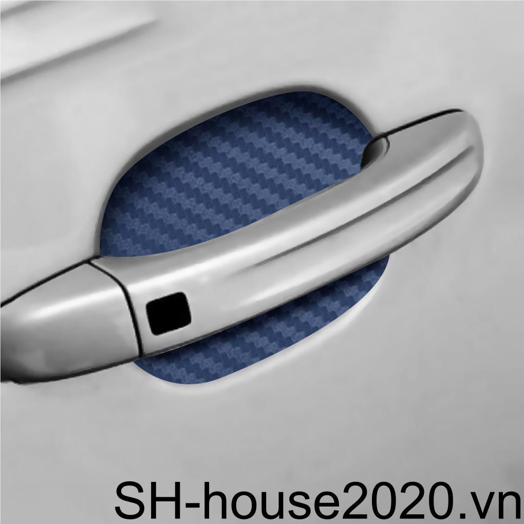 Bộ 4 Miếng Dán Sợi Carbon Chống Nước Chống Trầy Cho Tay Nắm Cửa Xe Hơi