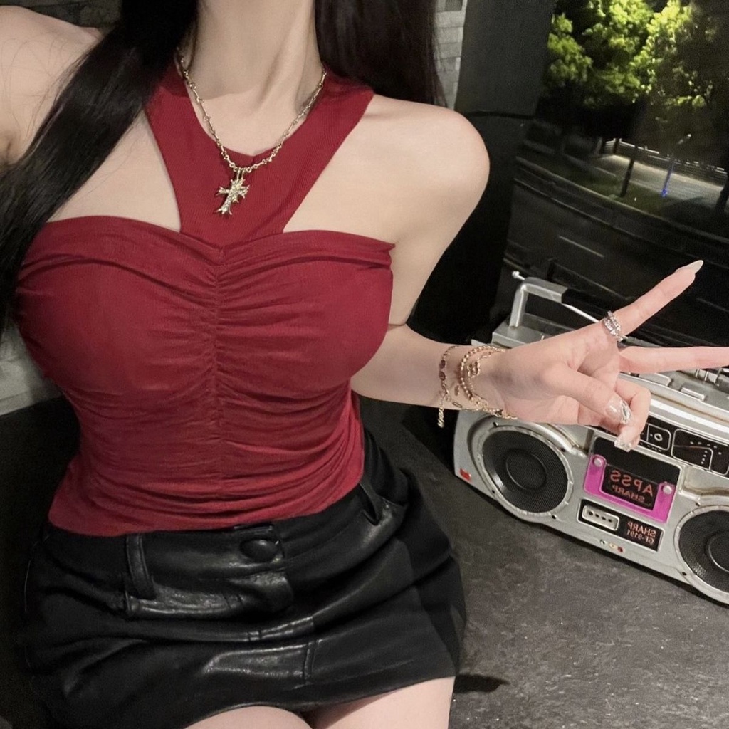 Áo lửng COZOKC không tay hở vai ôm dáng phong cách Hàn Quốc thời trang mùa hè dành cho nữ