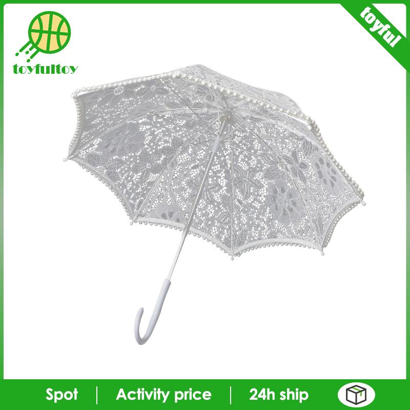 Dù Ren Trắng Cổ Điển Dùng Làm Đạo Cụ Chụp Ảnh Tiệc Hóa Trang