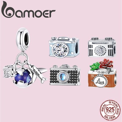BAMOER Hạt Cườm Bạc 925 Hình Máy Ảnh Dùng Làm Vòng Tay BSC852