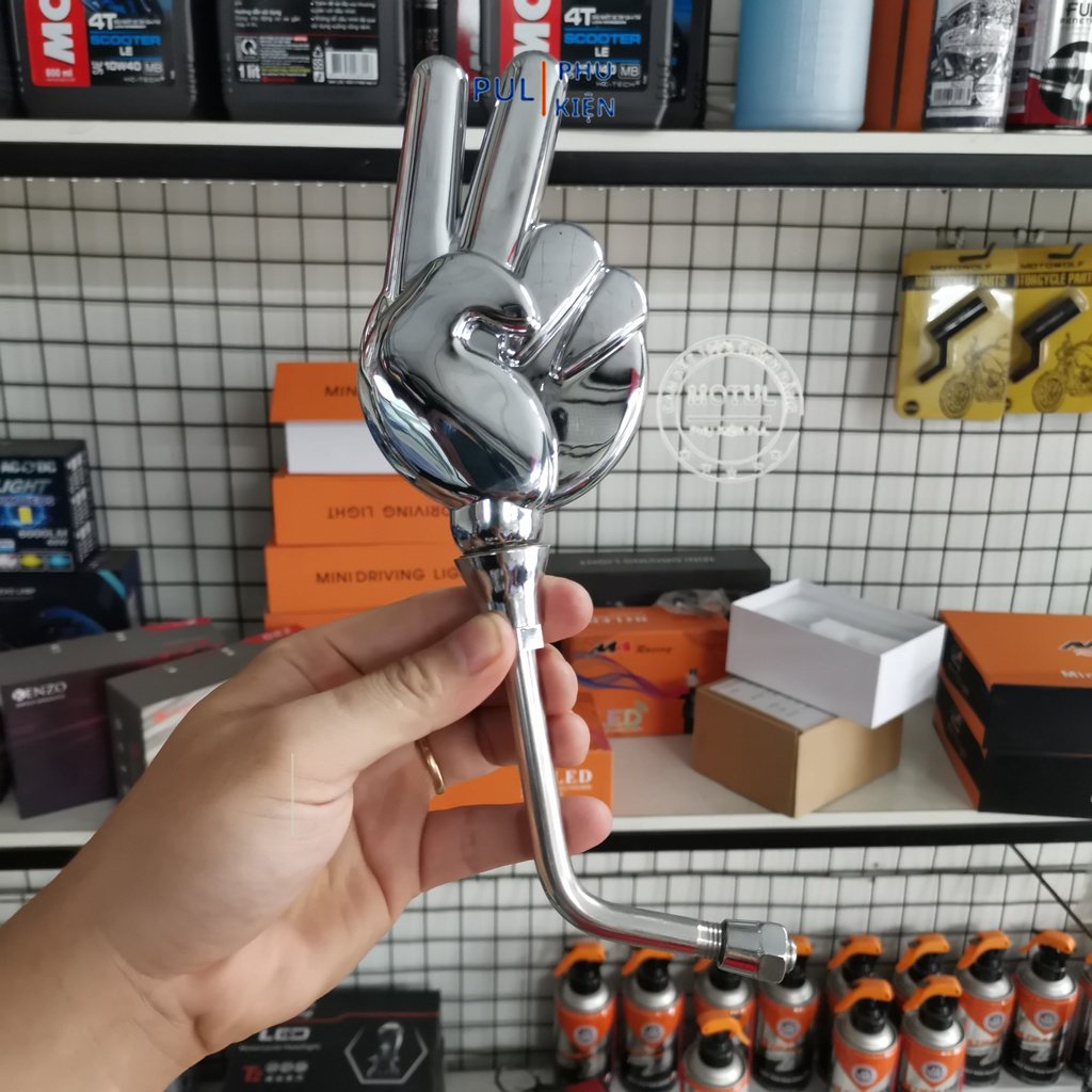 Gương xe máy mẫu ngón tay mặt kính xanh cho xe máy Wave SH SH Mode AB...