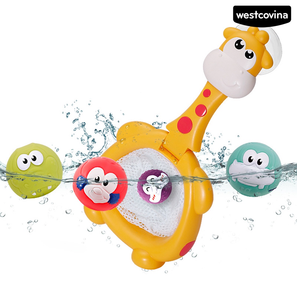 [COD]♋1 Bộ Đồ Chơi Nhà Tắm Bóng Rổ Hoạt Hình Bóp Lưới Cá Không Mùi Chống Nước Cho Bé