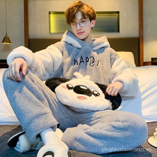 Bộ Đồ Ngủ Plus Size Dày Dặn Ấm Áp Theo Phong Cách Mùa Đông Dành Cho Nam