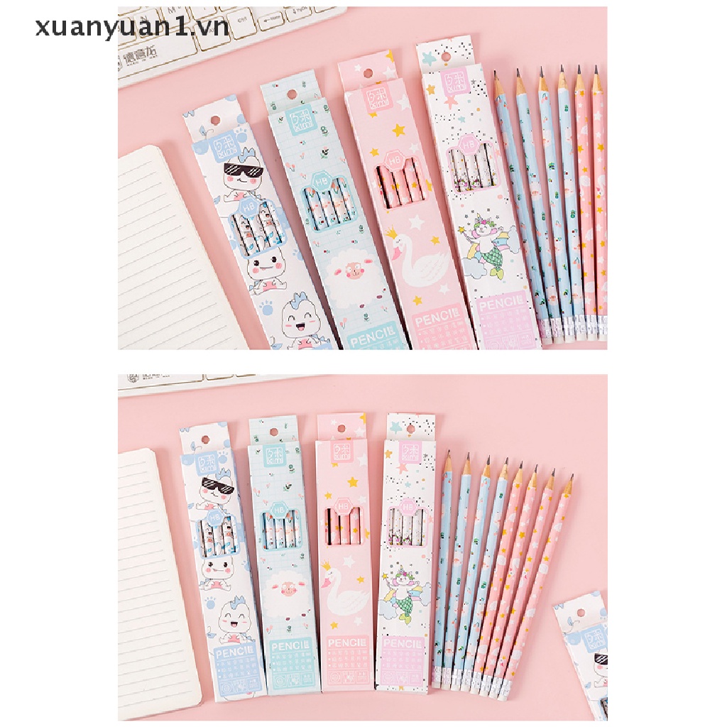 Set 10 Bút Chì HB Họa Tiết Hoạt Hình Dễ Thương Dành Cho Học Sinh