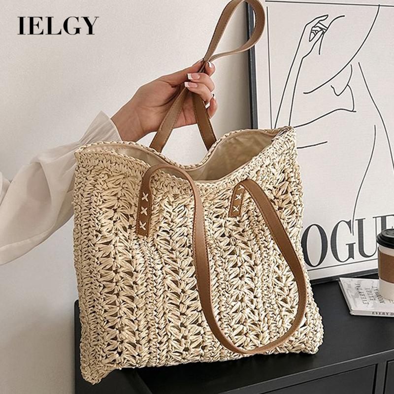 Túi Xách Đeo Vai Sức Chứa Lớn Họa Tiết Hoa Và Ống Hút Phong Cách Hàn Quốc Cho Nữ