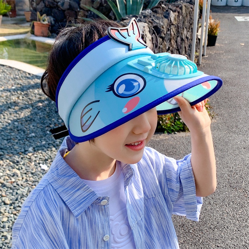 Mũ Chống Nắng Mùa Hè Vành Rộng Có Quạt Sạc USB Cho Bé Trai Và Bé Gái