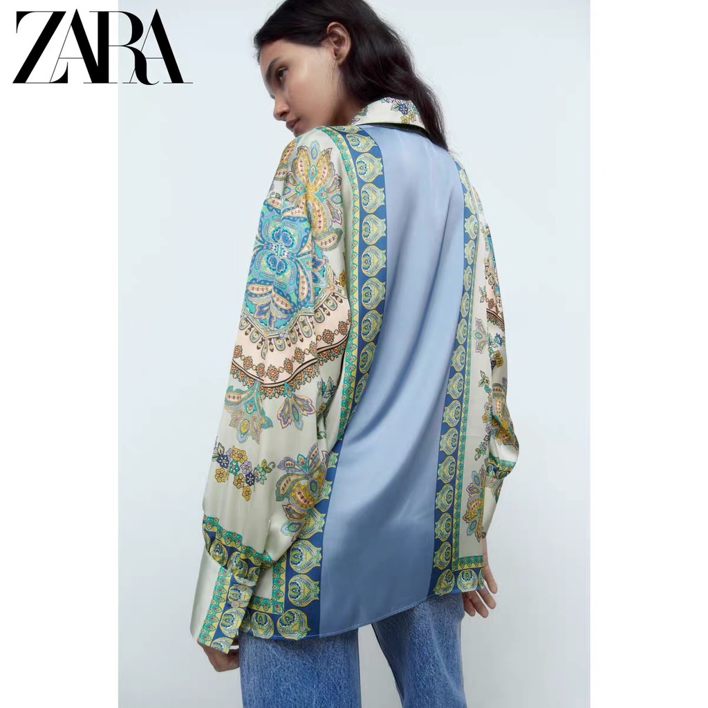 Áo Sơ Mi Hiệu ZARA In Họa Tiết Cá Tính Cho Nữ