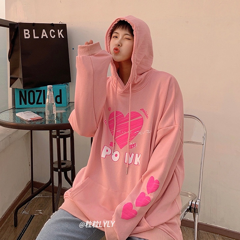 Hàng Có Sẵn Áo Hoodie Unisex Oversize Phong Cách Hàn Quốc