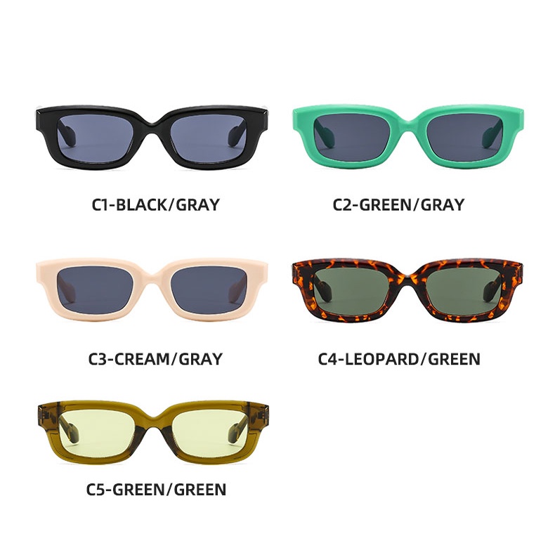 Kính Mát Gọng Vuông Nhỏ Bằng Kim Loại Màu Xanh Lá Phong Cách Cổ Điển Thời Trang Unisex 2023