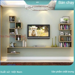 Kệ treo tường tv loa đài màu gỗ