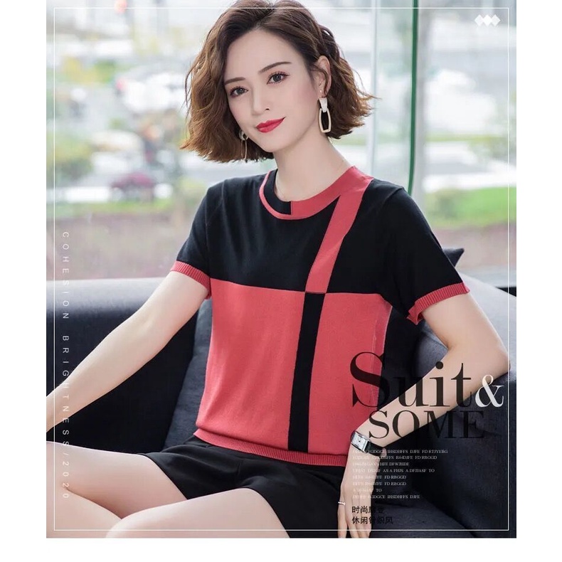 Áo Thun Tay Ngắn Bằng Lụa Mát Thời Trang Mùa Hè Phong Cách Mới Dành Cho Phụ Nữ