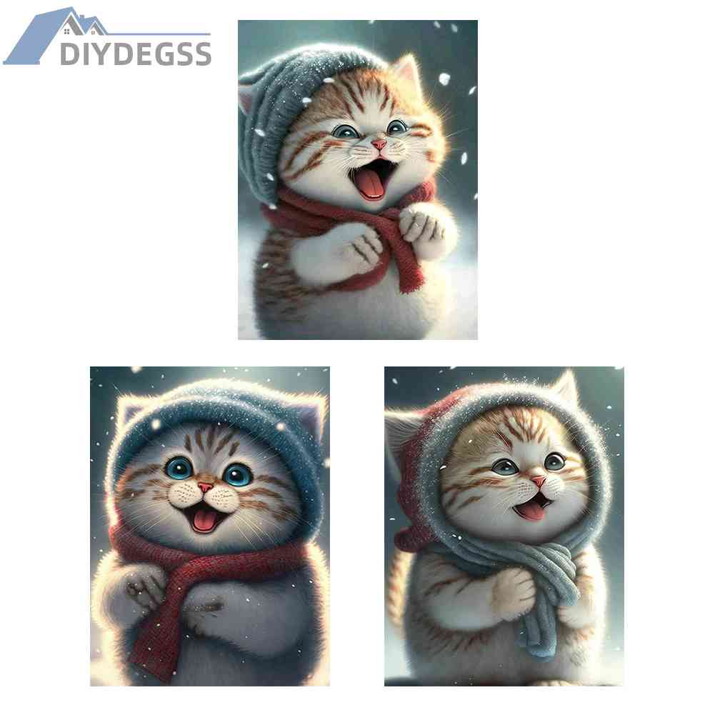Tranh Đính Đá Kim Cương Toàn Bộ 5D DIY Hình Vẽ Mèo Trang Trí Nhà Cửa
