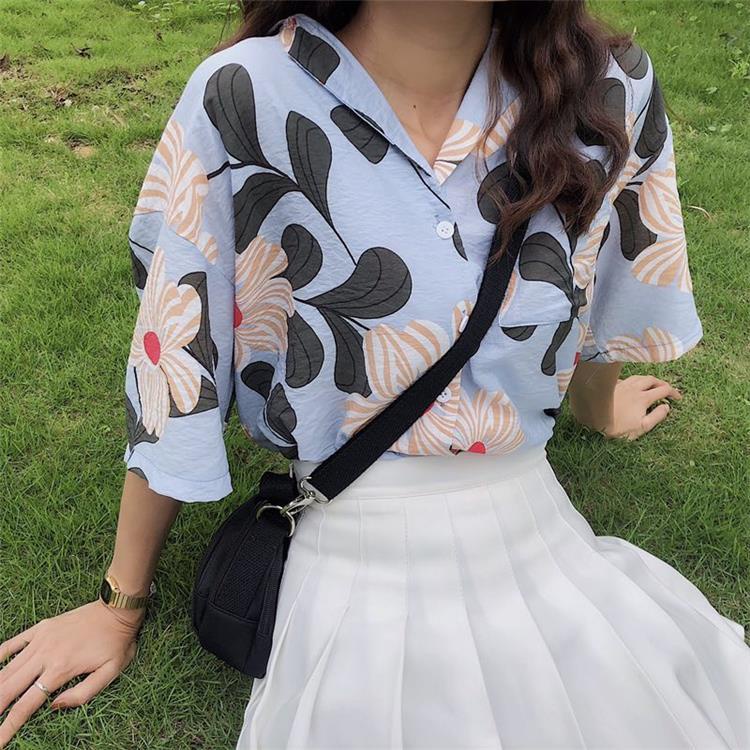 Áo Sơ Mi Voan Tay Lửng In Họa Tiết Hoa Thời Trang Dành Cho Nam Nữ