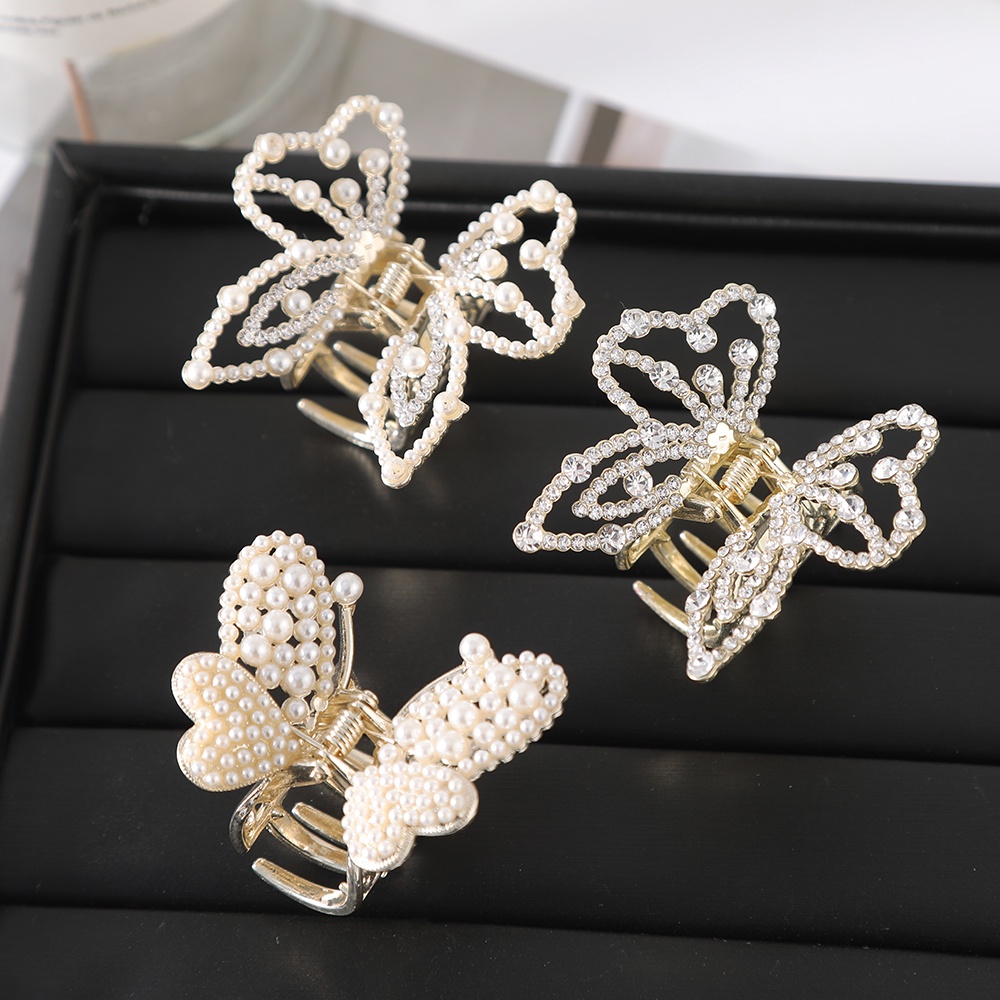 Kẹp Tóc Hình Bướm Đính Ngọc Trai Thời Trang Cho Nữ CHLINS