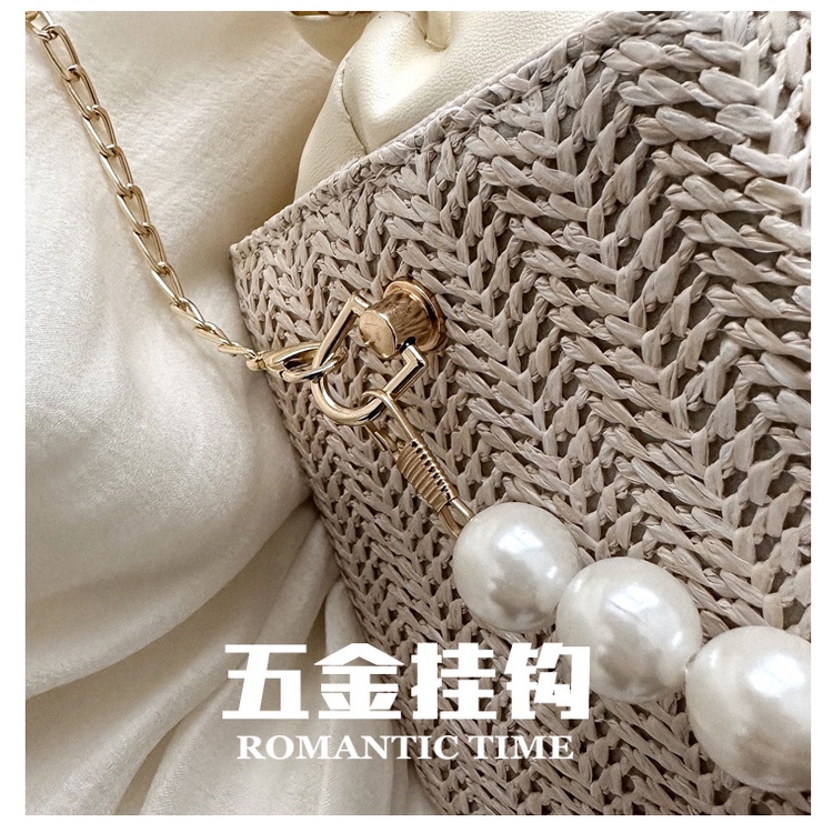 Túi Xách JASMIN NOIR Đeo Chéo Đan Lát Hình Vuông Đính Ngọc Trai Thời Trang Cho Nữ