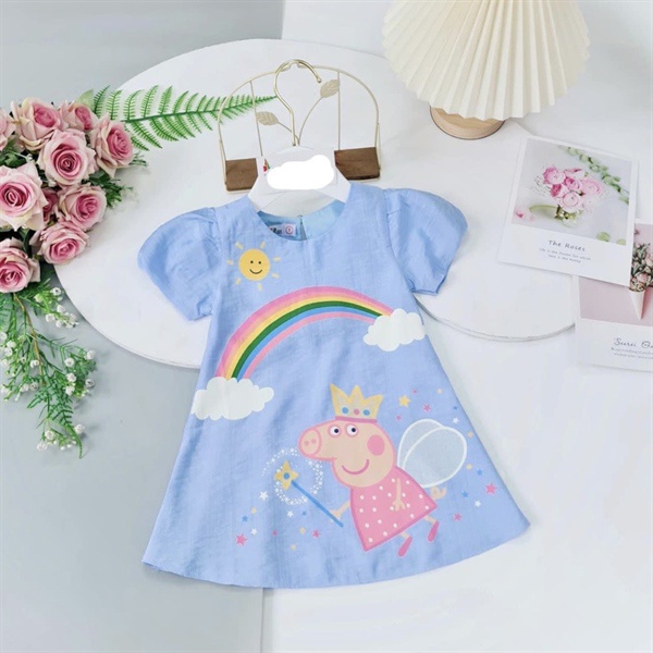 Váy cầu vồng peppa Xanh- Zunkids