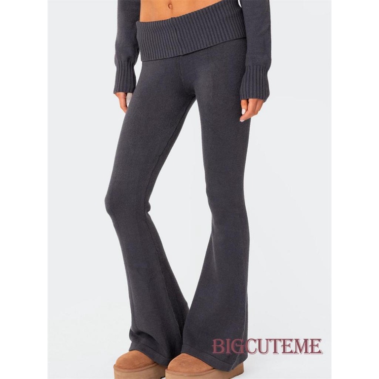 Set Đồ Mùa Thu 2 Món Gồm Áo Tay Dài Có Khóa Kéo + Quần Ống Loe Màu Trơn Cho Nữ