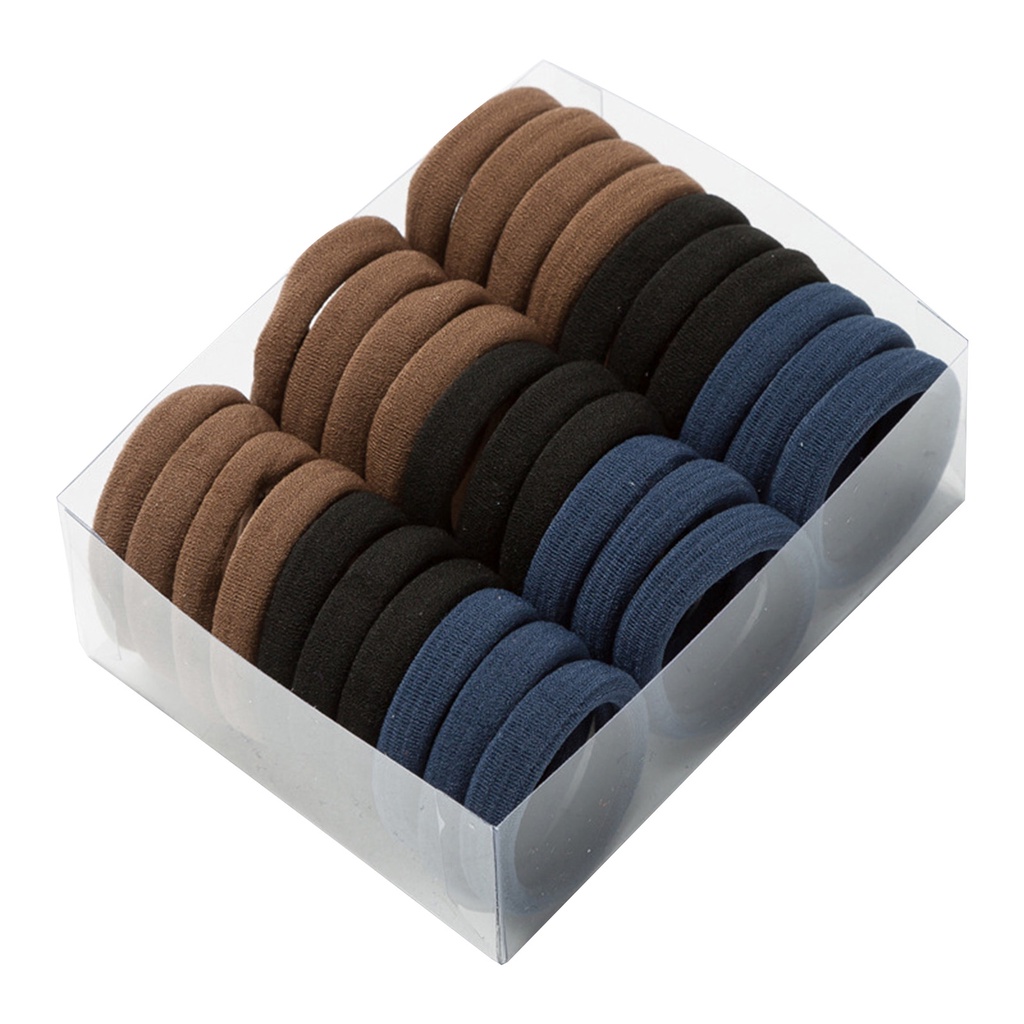 Set 30 Dây Cột Tóc Co Giãn Chống Rơi Thiết Kế Đơn Giản