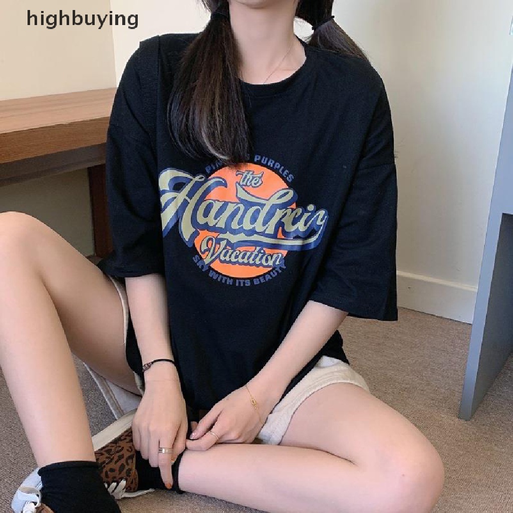 Áo Thun Nữ Tay Ngắn In Chữ Phong Cách Hàn Quốc