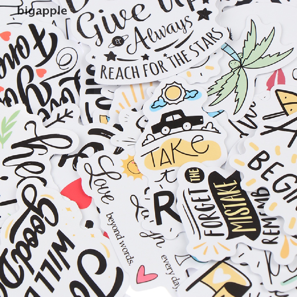 Set 50 Sticker Câu Trích Dẫn Cảm Hứng Chống Thấm Nước Dán Laptop Ván Trượt RDG