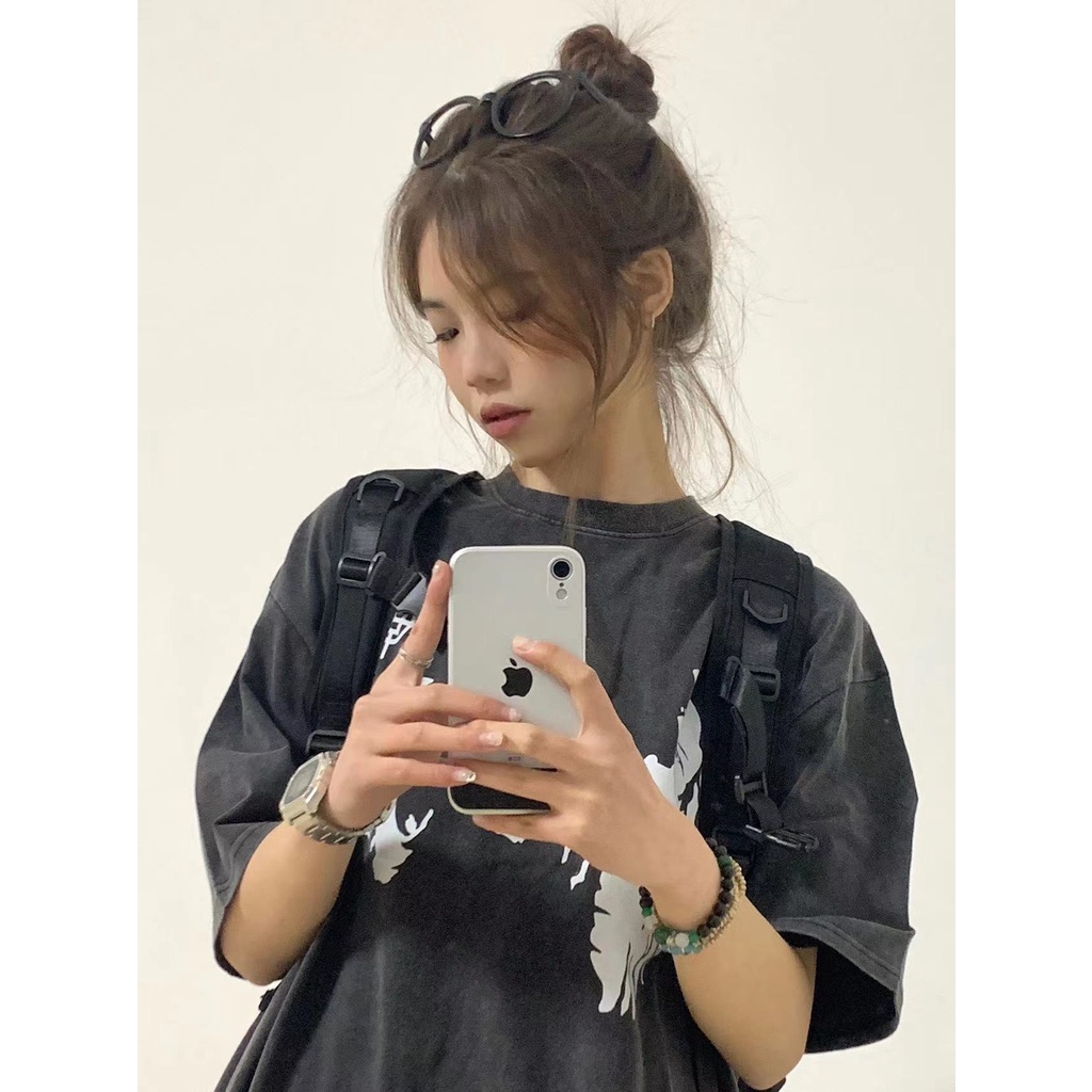 NRVP Áo Thun Đen 100% Cotton Tay Ngắn Dáng Rộng Phong Cách Hàn Quốc Cho Nữ Có Size 5XL