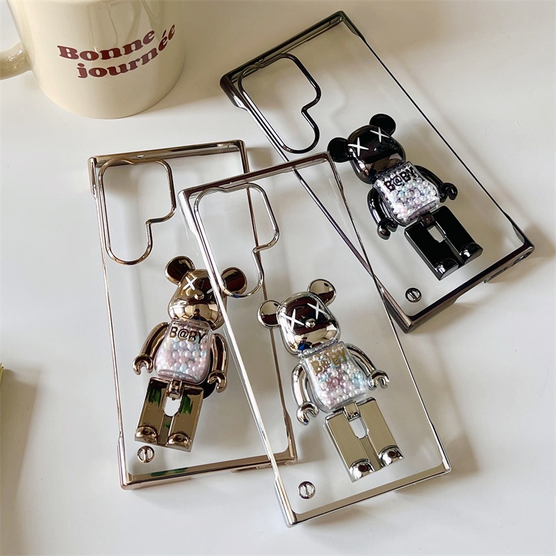 Ốp Điện Thoại Samsung Galaxy s21 S22 S23 Ultra Plus Silicon case ốp lưng Samsung Galaxy S23 S22 s21 Plus Ultra Acrylic Cứng Chống Sốc Có Giá Đỡ Hình Gấu Cho Samsung Galaxy S21 S22 s23 ultra Plus