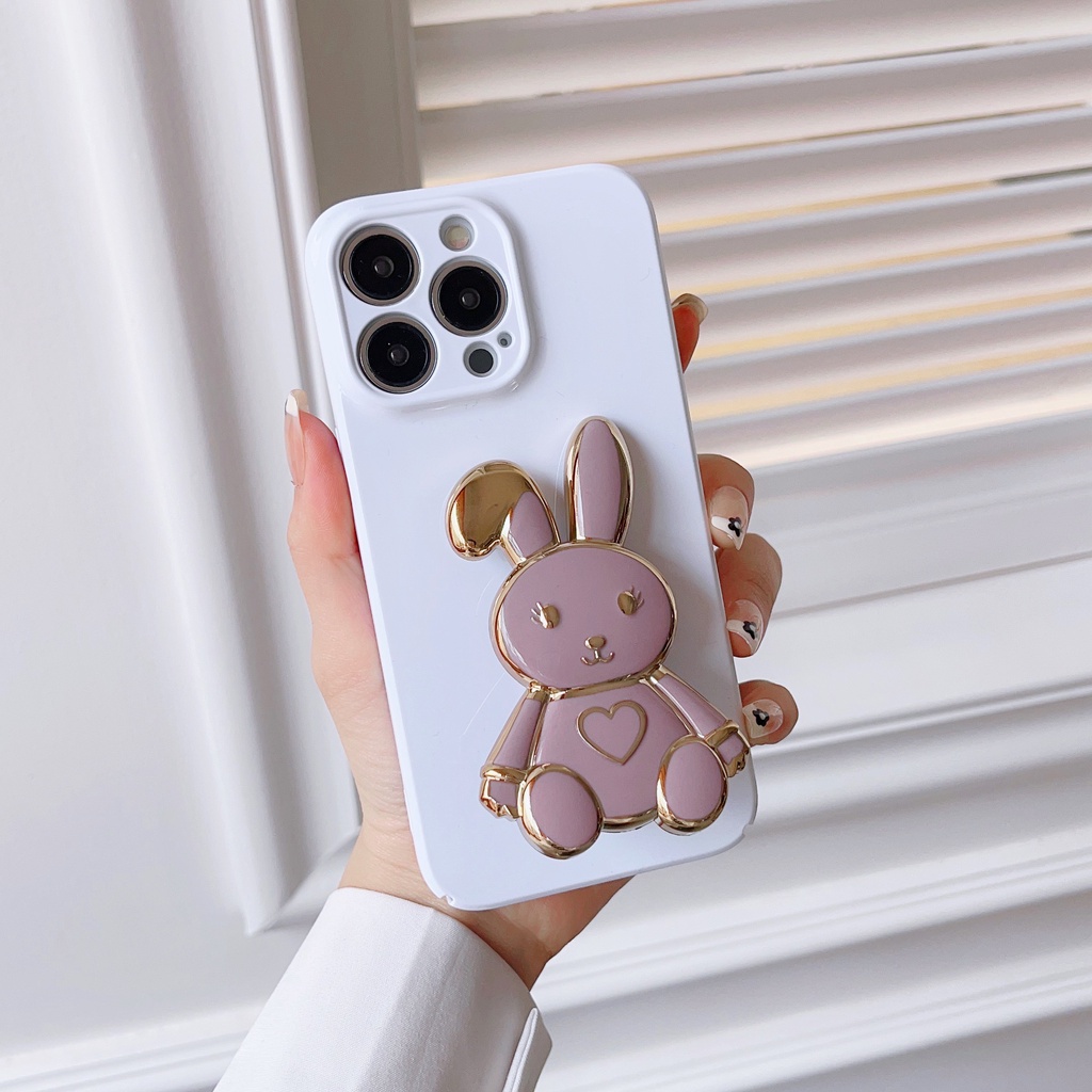 Nhẫn Đỡ Điện Thoại Bằng Kim Loại Mạ Điện Hình Thỏ Hoạt Hình 3D