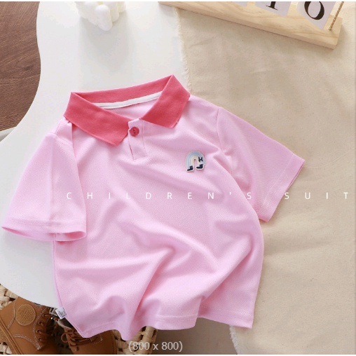 Áo Thun polo Tay Ngắn Màu Trơn Phong Cách Hàn Quốc Thời Trang Mùa Hè Hàng Mới Dành Cho Trẻ Em