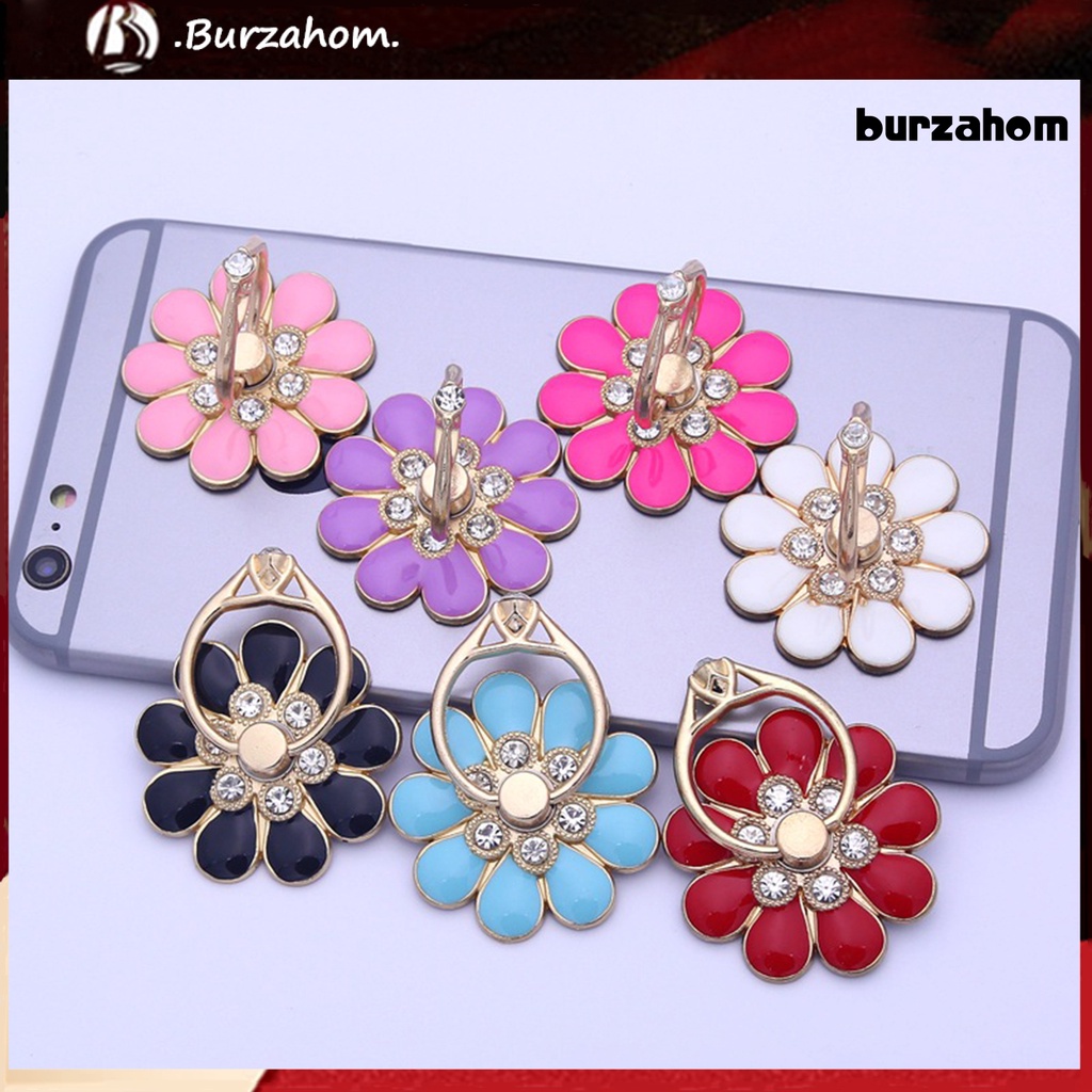 Giá Đỡ Điện Thoại / Máy Tính Bảng Bằng Kim Loại Hình Hoa Đính Đá Xoay 360 Độ Thông Dụng