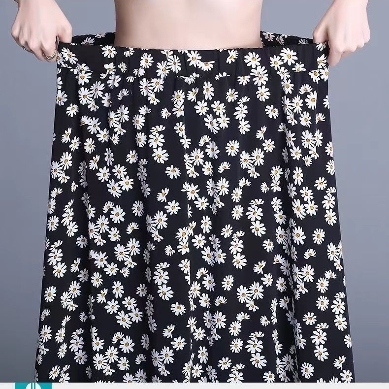 Chân Váy Voan Dáng Xòe Rộng Lưng Thun Co Giãn In Họa Tiết Hoa Thời Trang Mùa Hè 2023 Kích Thước Lớn Cho Nữ