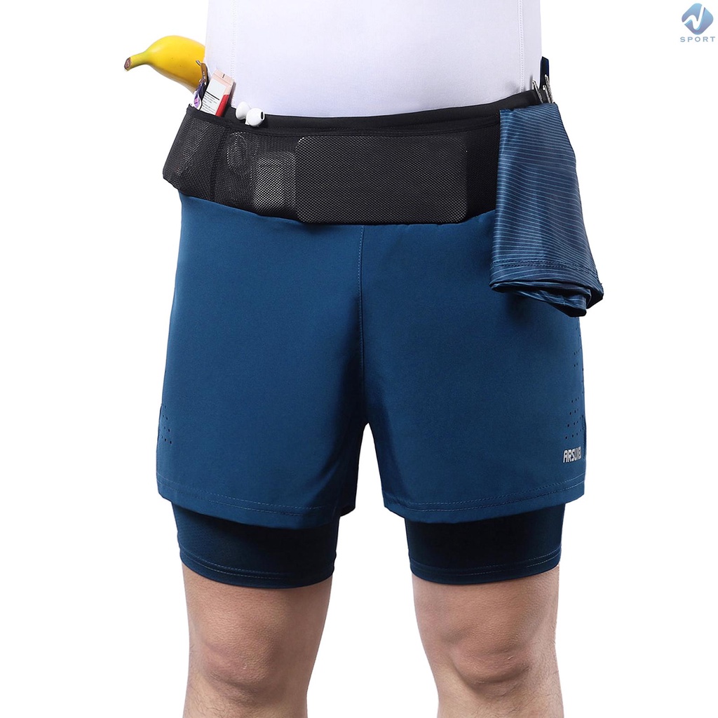 Quần Short Thể Thao Lưng Cao 2 Trong 1 Có Túi Thời Trang Cho Nam