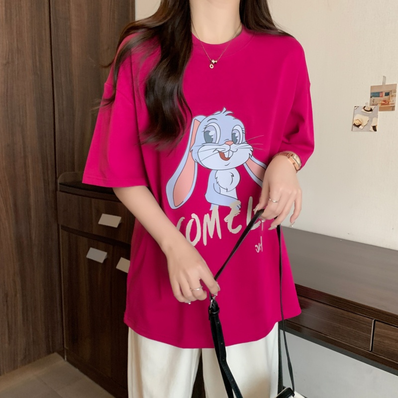 Áo Thun NgắN Tay Cổ TròN In HìNh Thỏ ThờI Trang MùA Hè MớI