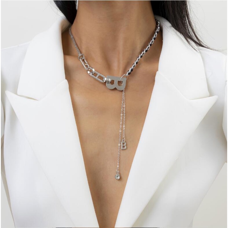 Vòng Cổ Choker Mặt Chữ B Màu Sắc Vàng Đồng Phong Cách Gothic Cho Nữ