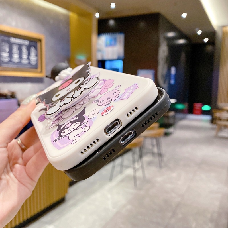 Compatible For Xiaomi Redmi Note 12 Pro+ 11 Pro 12S 11S 10S 10 5G 9S 10 9 8 Pro Redmi 12C 10C A2 A1 9A 9C 9T 10 9 with bracket Three-dimensional Kuromi doll mobile phone case