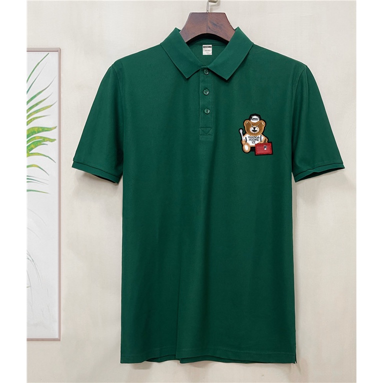 Áo Thun polo Nam Thêu Hình Gấu Ngực Mới Size S-4XL M0schin0