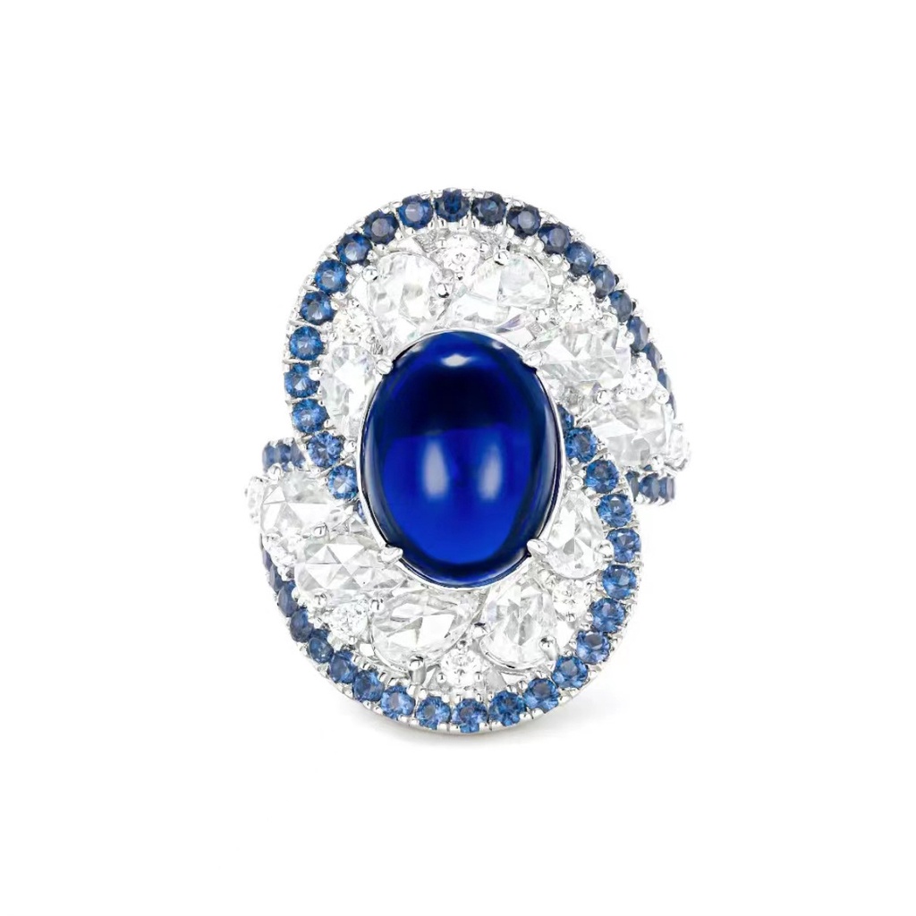 Sparkling Ring, Spiral, Blue, Diamond, Blue, Multi Color, Sri Lanka, Women's Treasure