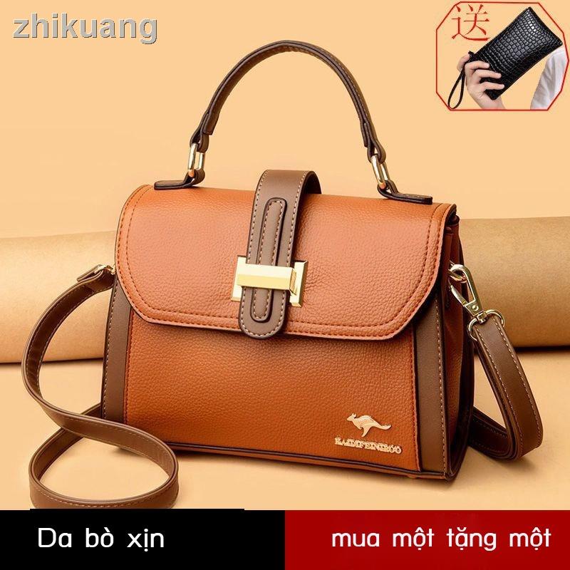 Douyin Túi Đeo Chéo Da Bò Dáng Vuông Nhỏ Thời Trang 2022 Mới Dễ Phối Đồ Phong Cách kangaroo Chính Hãng Cho Bạn Gái